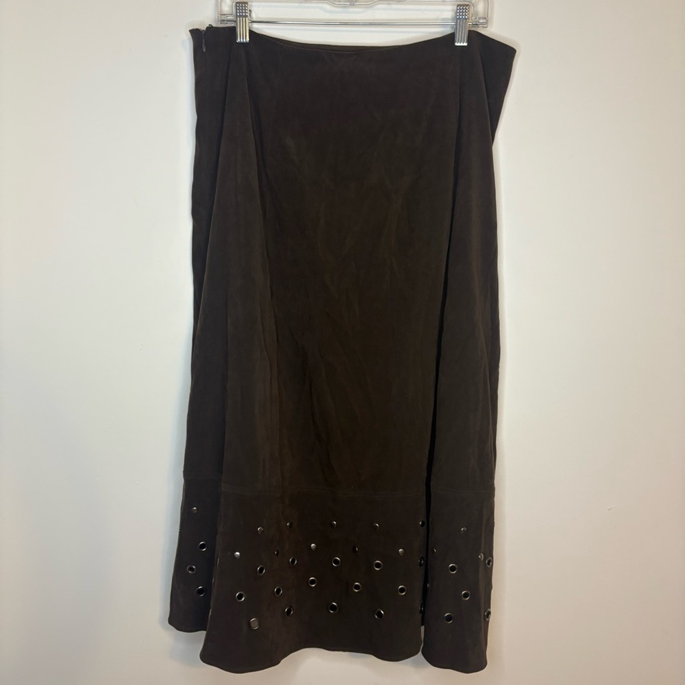 Elliott Lauren Vintage Chocolate Brown Eyelet Detail Skirt Western Size 14